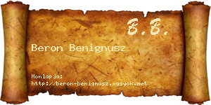 Beron Benignusz névjegykártya
